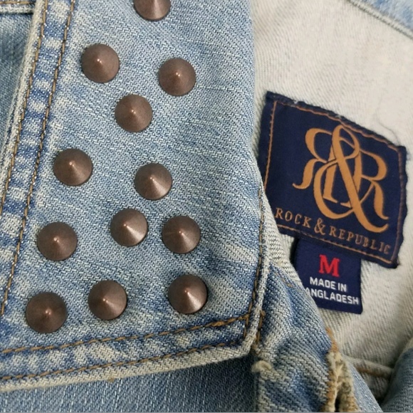 Rock & Republic Womens Jean Vest Jacket Sze M Guns - Picture 6 of 8